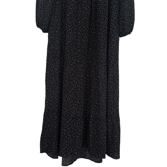 Zara Black and White Polka Dot Deep V-Neck Midi Dress Size XL - Picture 5 of 11